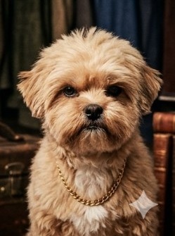 Gold chain. Gold fluff.